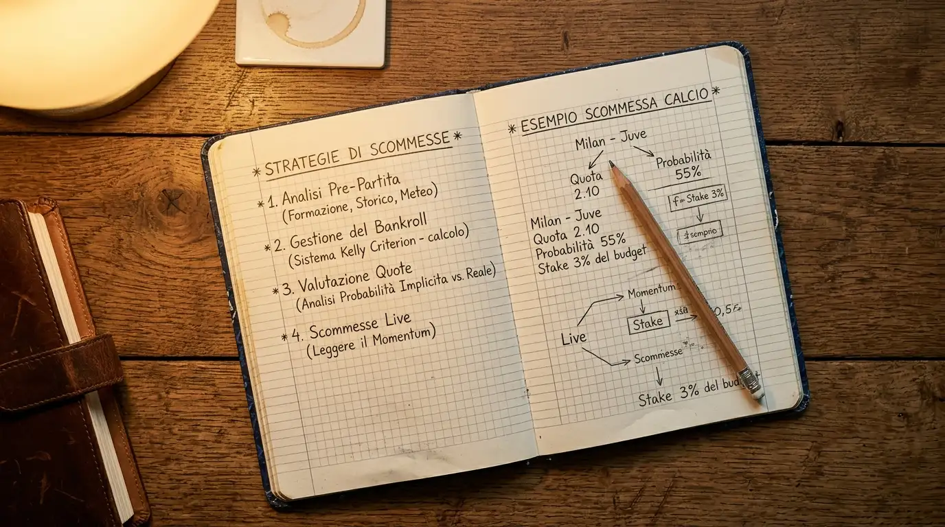 Quaderno aperto con appunti scritti a mano su varie strategie di puntata alla roulette annotate