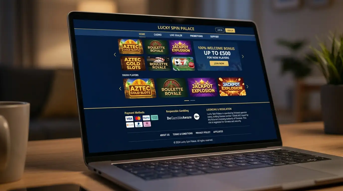 Schermo di laptop sulla homepage di un casinò online che evidenzia il proprio sigillo di licenza recente