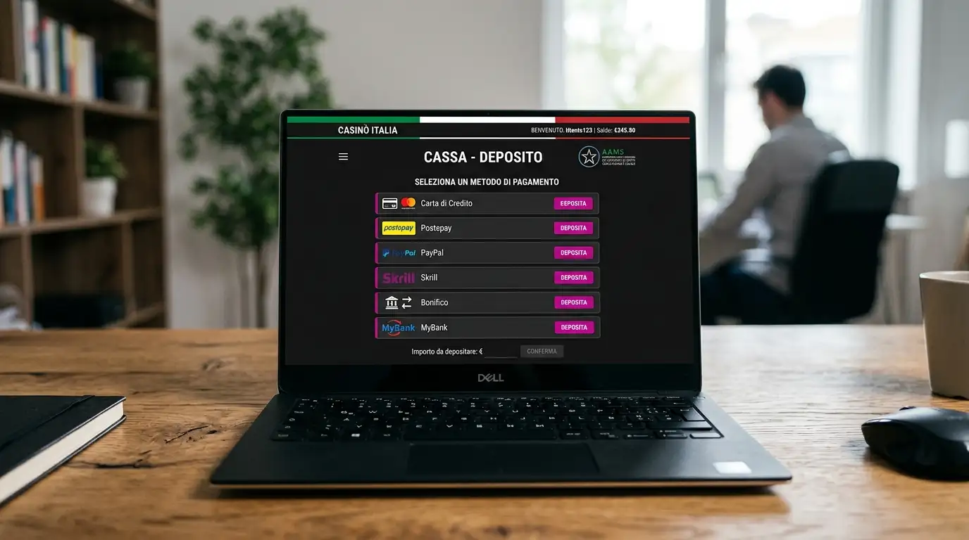 Schermata di un casinò italiano che mostra i metodi di pagamento tracciabili disponibili