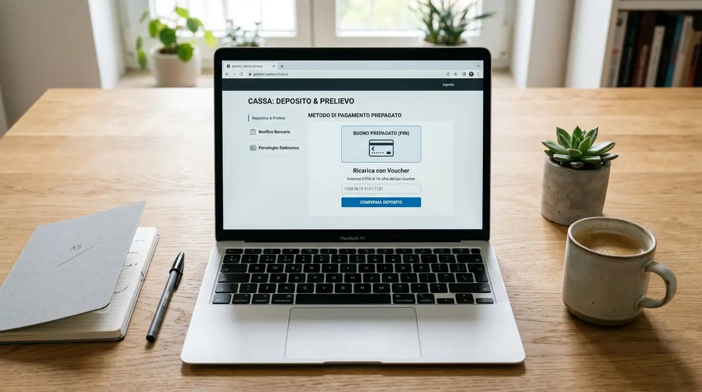 Schermata di una pagina cassiere di casinò online che mostra il metodo Neosurf con campo per inserire il PIN del voucher