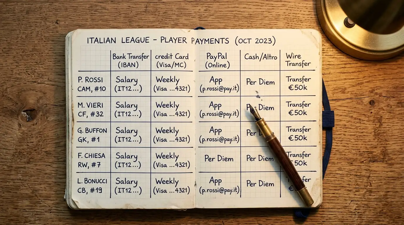 Quaderno con una breve mappa scritta a mano dei profili di giocatore e degli strumenti più adatti