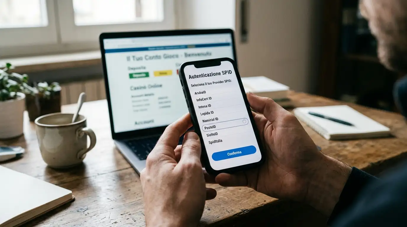 Persona usa lo smartphone per autenticarsi con SPID su un servizio digitale italiano