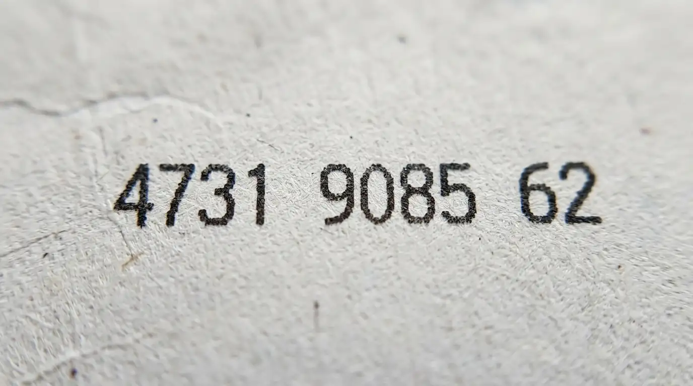 Scontrino di voucher prepagato in primo piano che evidenzia il codice numerico a dieci cifre stampato